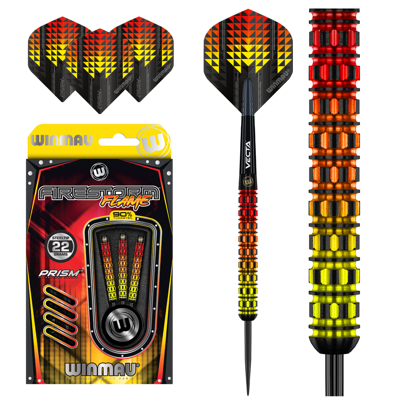 WINMAU FIRESTORM FLAME STRAIGHT 90% - Steel Tip