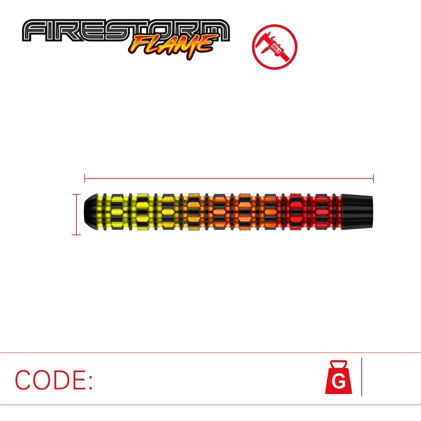 WINMAU FIRESTORM FLAME STRAIGHT 90% - Steel Tip