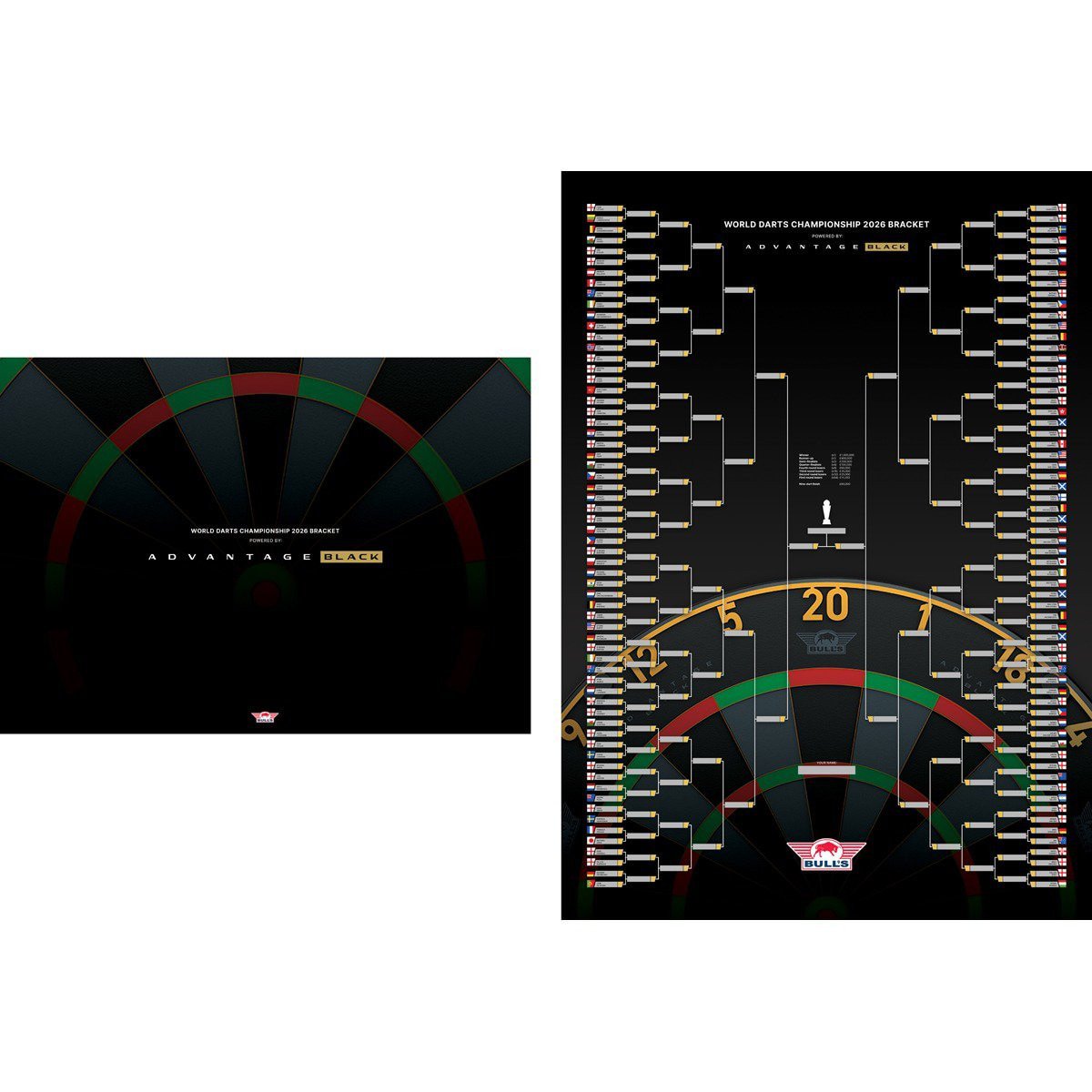 Bull's PDC Darts World Championship Bracket Poster 2026 42x60 cm BULL'S