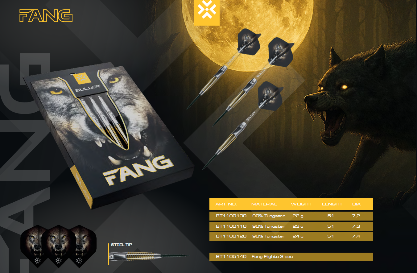 Bullet Fang 90% Tungsten Steel tip BULLET