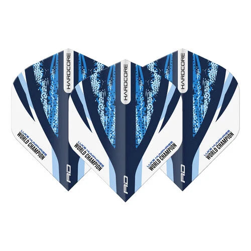 RED DRAGON LUKE HUMPHRIES WHITE & BLUE HARDCORE STANDARD - DART FLIGHTS RED DRAGON