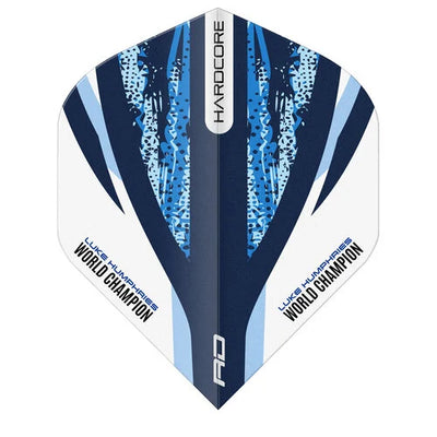 RED DRAGON LUKE HUMPHRIES WHITE & BLUE HARDCORE STANDARD - DART FLIGHTS RED DRAGON